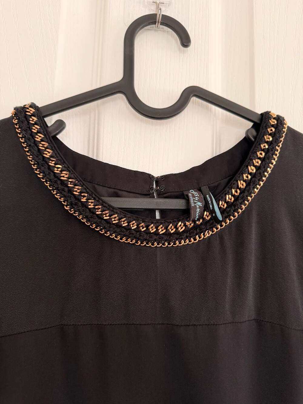 Guess by Marciano Black Chain Trim Blouse Size S